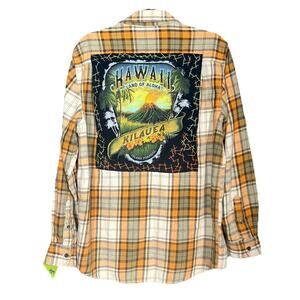 Upcycled Flannel Shirt Shacket Womens Xlarge Boho Vintage Inspired Cottage Retro